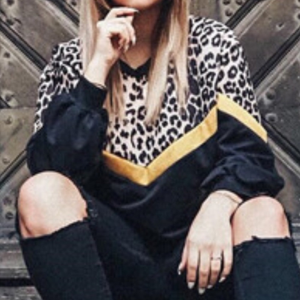 Animal Print, Yellow & Black Sweater